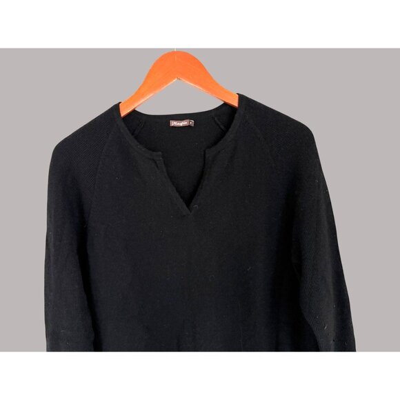 J.McLaughlin Black Cashmere Split Neck Sweater Tunic Preppy Womens M - Picture 2 of 7